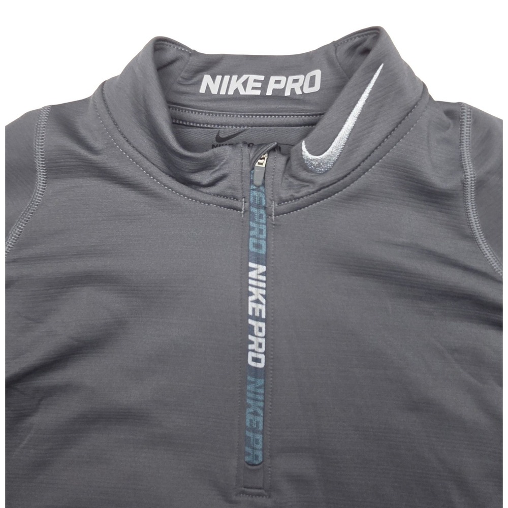 Nike Pro Hyperwarm Mens M Gray 1/4 Zip Fitted Training Top Mock Neck Pullover‎